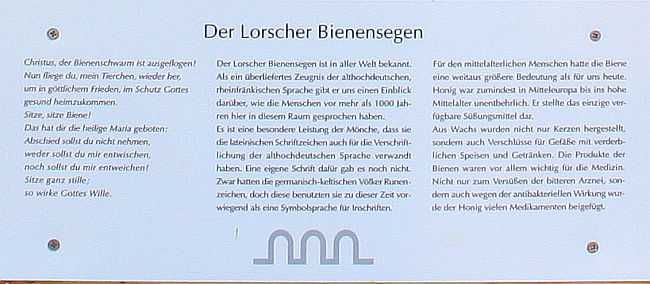 LORSCH > Gedenktafel > Der Lorscher Bienensegen