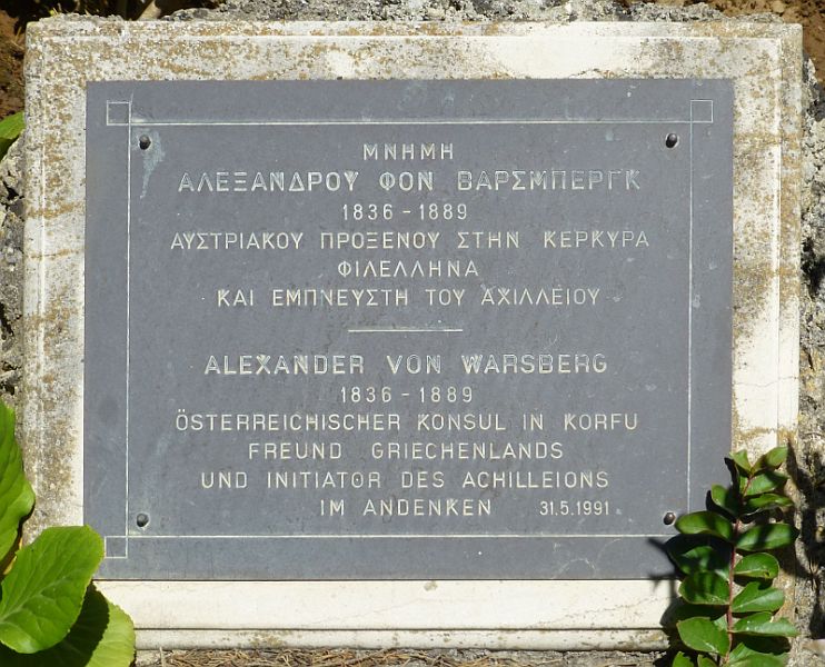 GR:Korfu>Achilleion>Gedenktafel>Warsberg