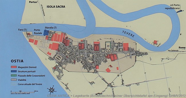 OSTIA ANTICA > 0-Ausschnitt einer Übersichtskarte am Eingang