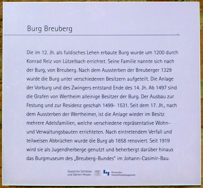 D:Hessen>Burg Breuberg>Hinweistafel Burggeschichte